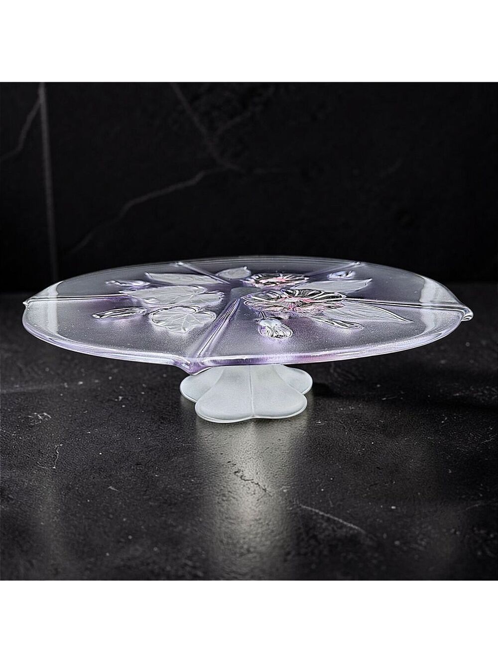 Vintage Mikasa Calypso Pastel Giftware Floral Glass Cake Stand - Large (13")